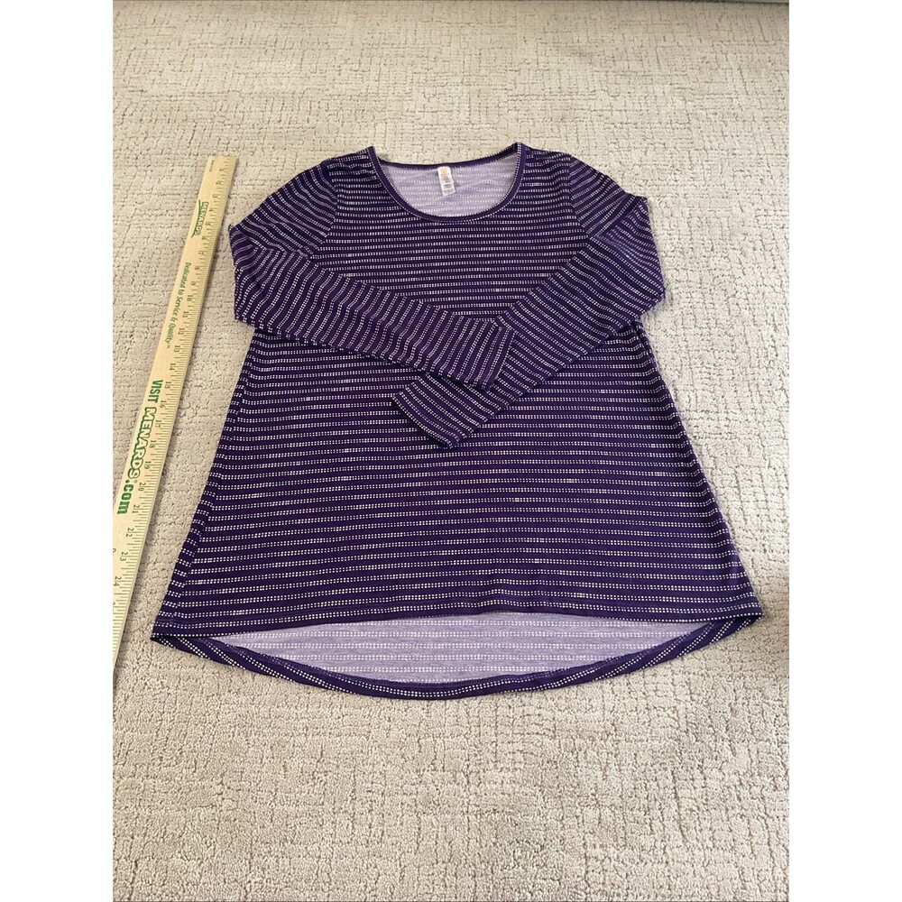 LulaRoe PURPLE White Dotted STRIPE LONG SLEEVE SHIRT S SMALL TOP